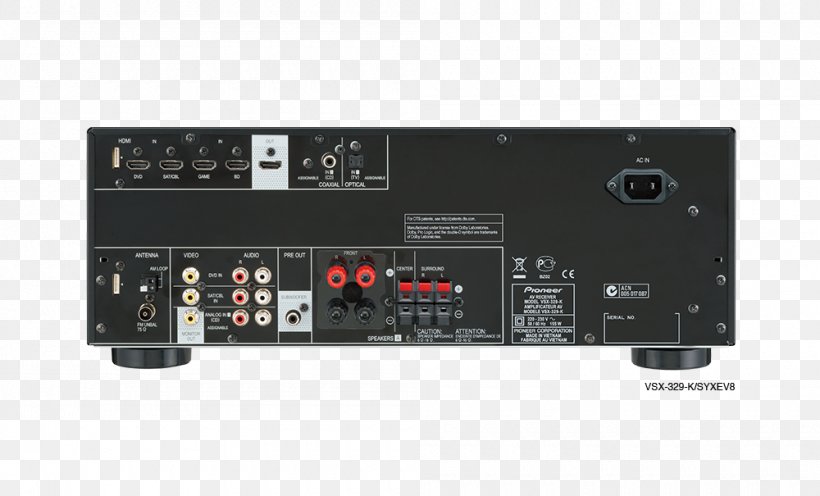 AV Receiver Pioneer VSX-329-K Home Theater Systems 5.1 Surround Sound HDMI, PNG, 1000x605px, 51 Surround Sound, Av Receiver, Audio, Audio Equipment, Audio Receiver Download Free