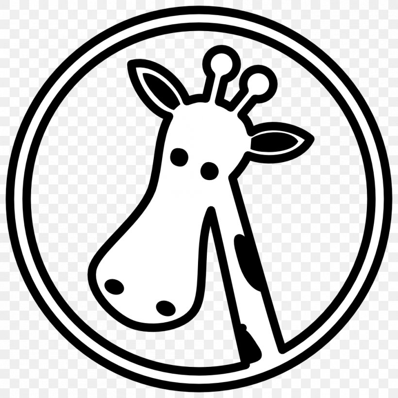 Giraffe Drawing Black And White Clip Art, PNG, 999x999px, Giraffe, Area, Black And White, Coloring Book, Drawing Download Free