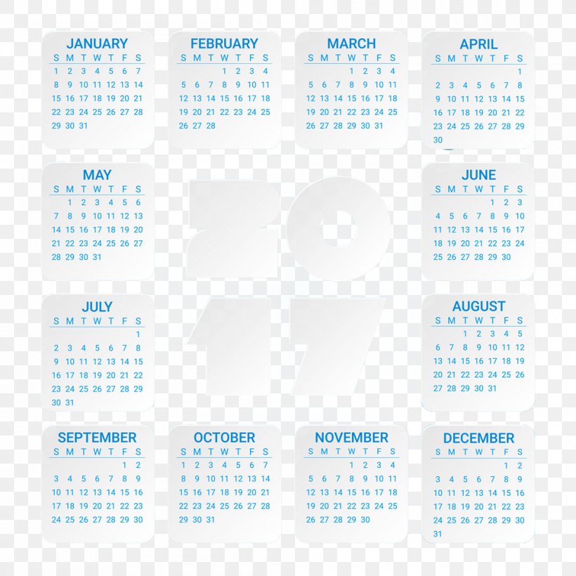 Lovely 2017 Calendar, PNG, 1000x1000px, Calendar, Advent Calendars, Blue, Brand, Calendar Date Download Free