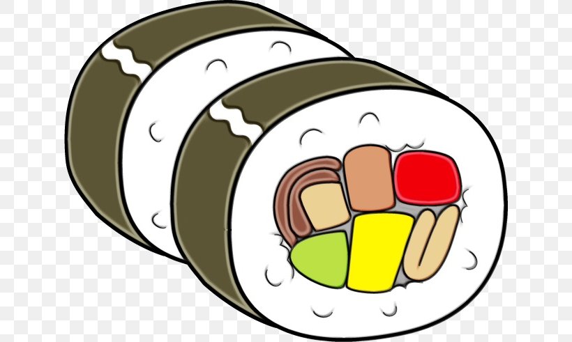 Sushi, PNG, 636x491px, Watercolor, Cartoon, Cuisine, Dish, Food Download Free