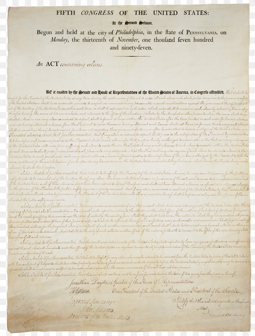 United States Alien And Sedition Acts Sedition Act Of 1918, PNG, 1920x2531px, United States, Alien, Alien And Sedition Acts, Document, Federalist Era Download Free