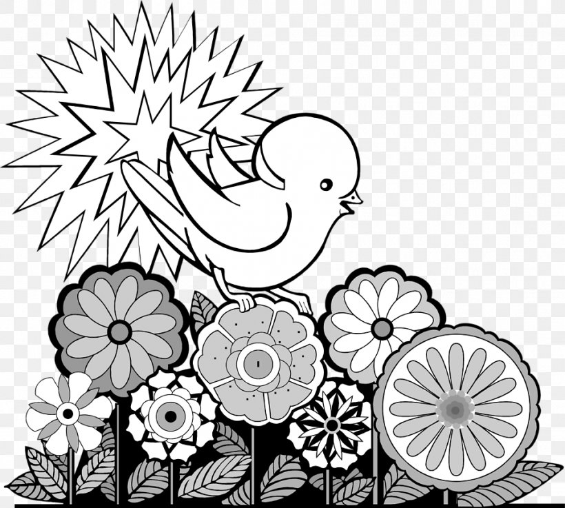 Floral Design Drawing /m/02csf Line Art Clip Art, PNG, 958x862px, Floral Design, Area, Artwork, Black And White, Cartoon Download Free