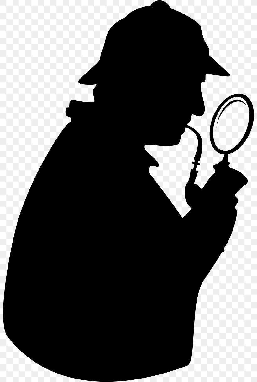 Detective Magnifying Glass Sherlock Holmes Clip Art, PNG, 800x1216px, Detective, Black And White, Detective Fiction, Magnifying Glass, Monochrome Download Free
