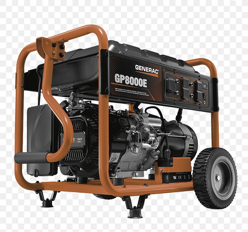 Electric Generator Engine-generator Generac Power Systems Generac GP8000E Generac GP6500, PNG, 768x768px, Electric Generator, Electricity, Emergency Power System, Enginegenerator, Gasoline Download Free