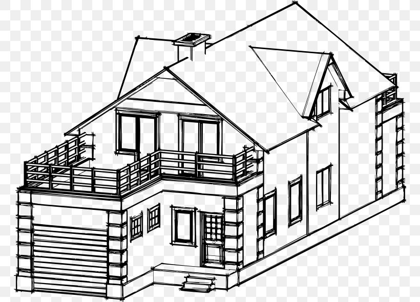 Line Art Home Architecture Drawing House, PNG, 768x590px
