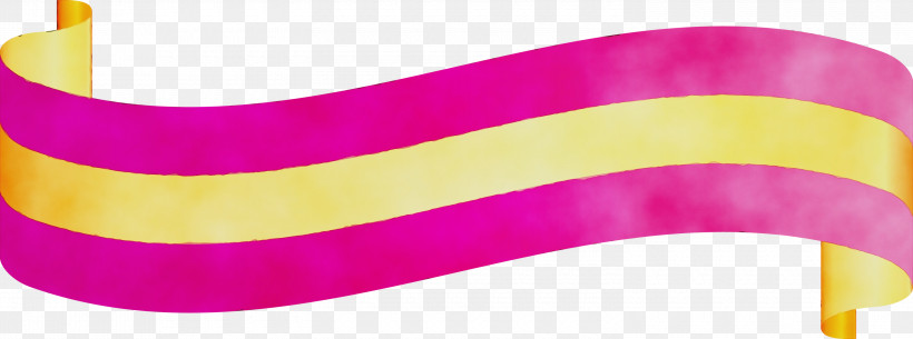 Pink Yellow Violet Magenta Line, PNG, 3000x1117px, Ribbon, Headband, Line, Magenta, Paint Download Free