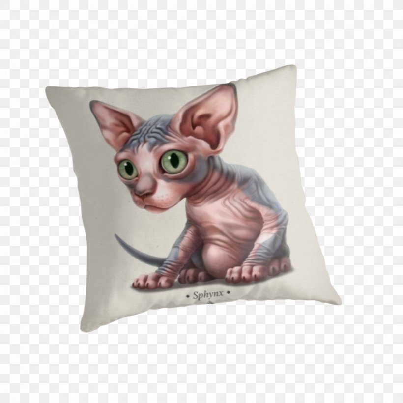 Whiskers Kitten Sphynx Cat T-shirt Throw Pillows, PNG, 875x875px, Whiskers, Bag, Canvas, Carnivoran, Cat Download Free
