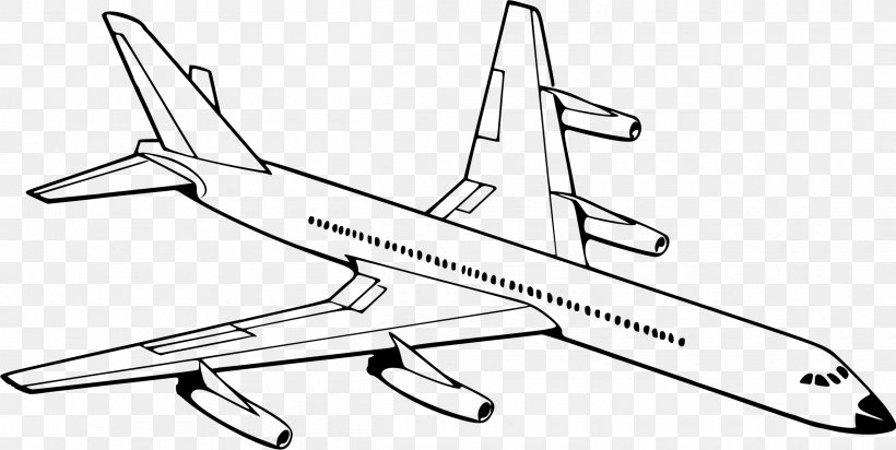 Airplane Drawing Black And White Clip Art, PNG, 2400x1207px, Airplane, Aerospace Engineering, Air Travel, Aircraft, Aircraft Engine Download Free