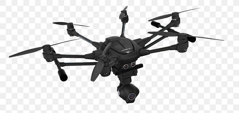 Yuneec International Typhoon H Draganflyer X6 Unmanned Aerial Vehicle 4K Resolution, PNG, 800x389px, 4k Resolution, Yuneec International Typhoon H, Aircraft, Black And White, Camera Download Free