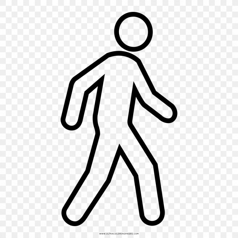 Drawing Line Art Coloring Book Walking, PNG, 1000x1000px, Drawing, Area, Arm, Artwork, Black Download Free