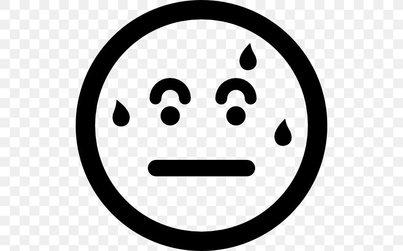 Emoticon Smiley Perspiration Clip Art, PNG, 512x512px, Emoticon, Anxiety, Black And White, Emotion, Eye Download Free