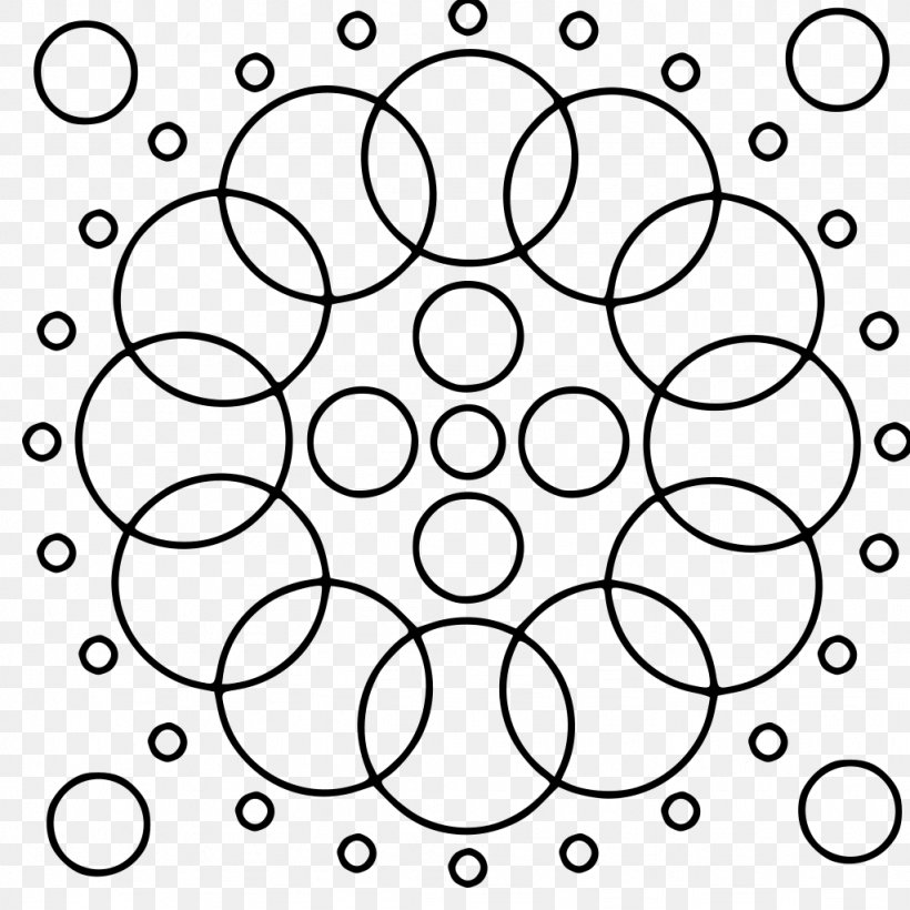 Sand Mandala Disk Overlapping Circles Grid, PNG, 1024x1024px, Mandala, Area, Black, Black And White, Coloring Book Download Free
