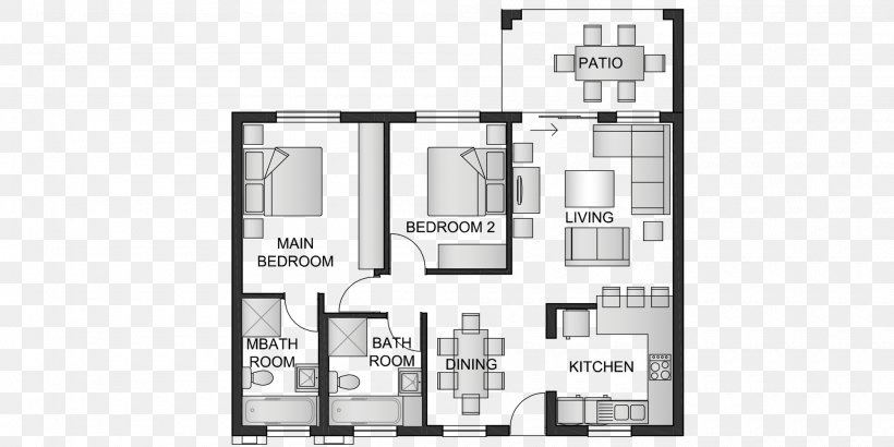 Rietvleidam Floor Plan Square Meter Furniture House, PNG, 2000x1000px, Floor Plan, Area, Bed, Black And White, Brand Download Free