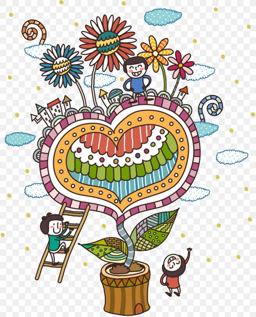Cartoon Poster Illustration, PNG, 1024x1270px, Watercolor, Cartoon, Flower, Frame, Heart Download Free