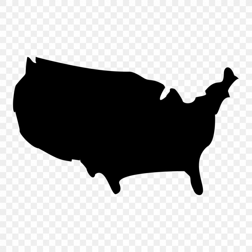 United States Vector Map, PNG, 1200x1200px, United States, Black, Black And White, Blank Map, Carnivoran Download Free