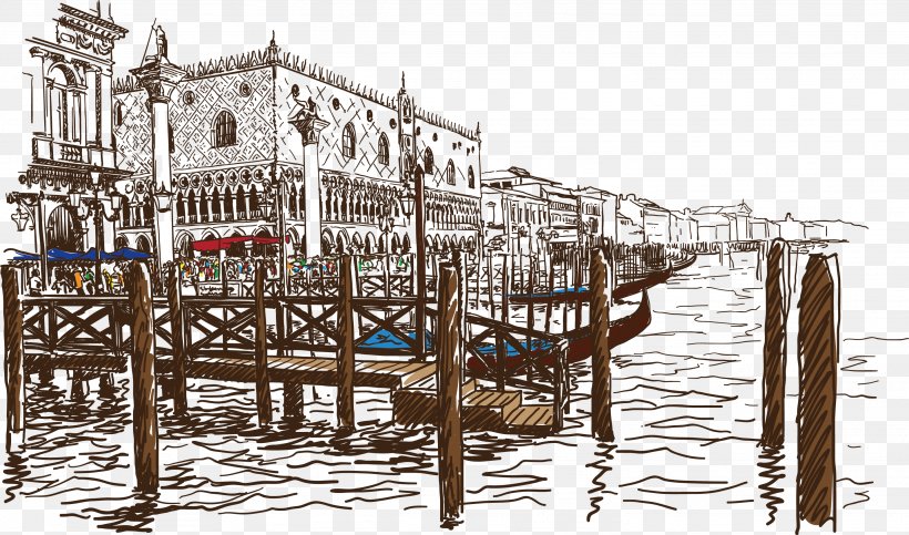 Venice Drawing Euclidean Vector Pen Sketch, PNG, 2869x1693px, Venice, Architecture, Drawing, Ink, Painting Download Free