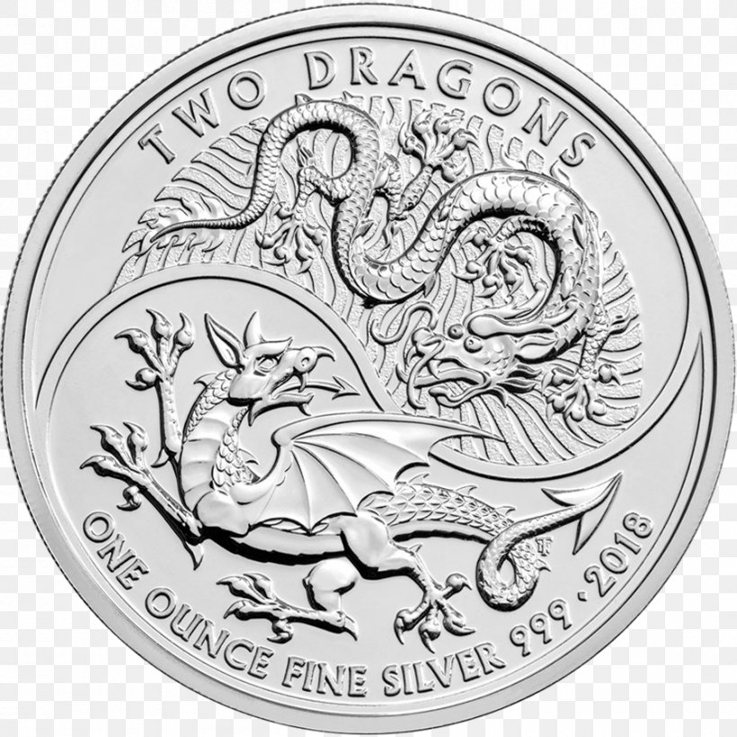Royal Mint The Queen's Beasts Bullion Coin Silver Coin, PNG, 900x900px, Royal Mint, Black And White, Bullion, Bullion Coin, Chinese Dragon Download Free