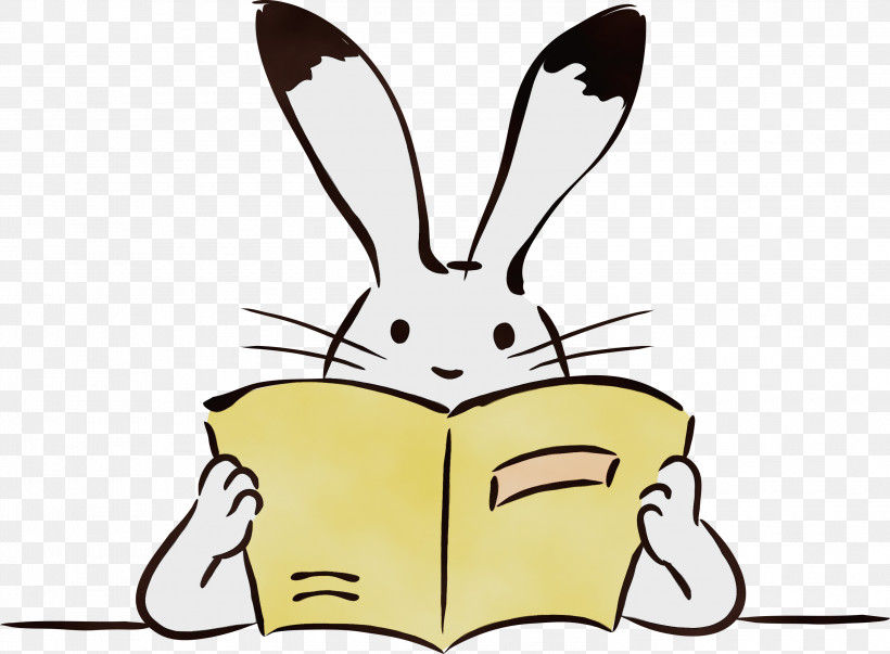 Easter Bunny, PNG, 3000x2208px, Reading, Book, Cartoon, Easter Bunny, Paint Download Free