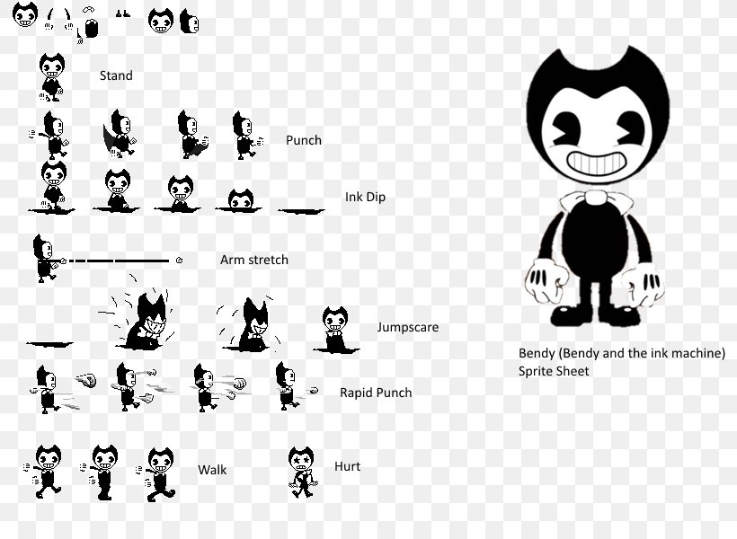 Bendy And The Ink Machine Sprite Undertale, PNG, 800x600px, Bendy And The Ink Machine, Art, Black, Black And White, Brand Download Free