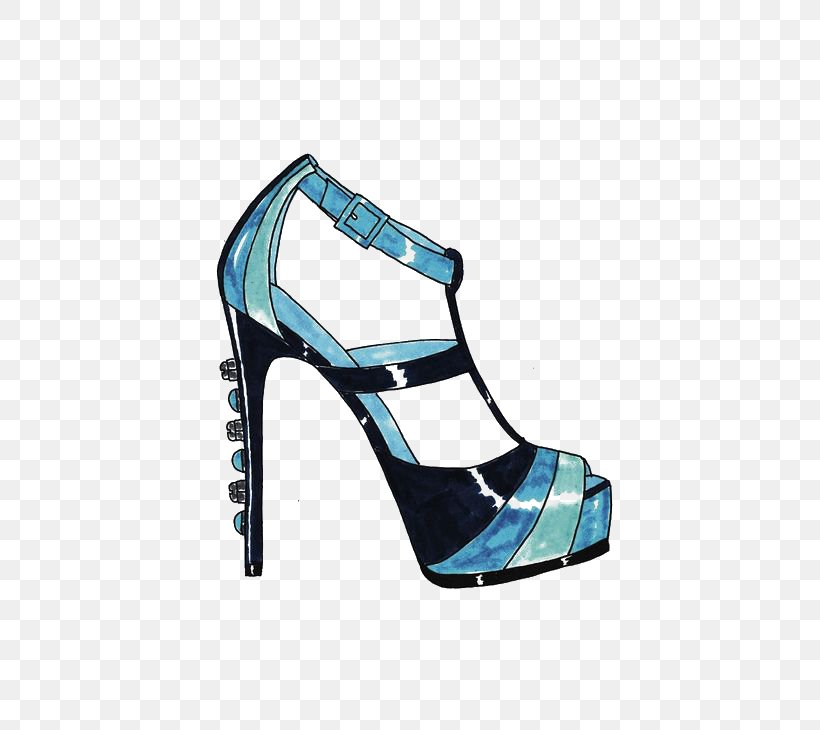 Sandal High-heeled Footwear Shoe Blue Drawing, PNG, 564x730px, Sandal, Absatz, Aqua, Basic Pump, Blue Download Free