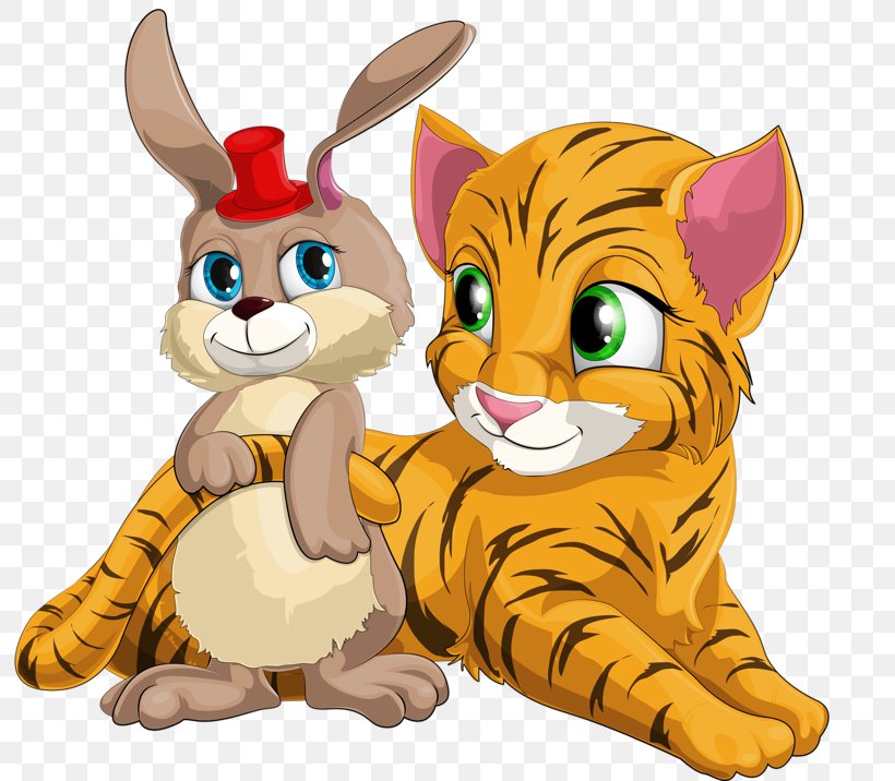 Tiger Hare Felidae Cat Rabbit, PNG, 800x716px, Tiger, Art, Big Cats, Carnivoran, Cartoon Download Free