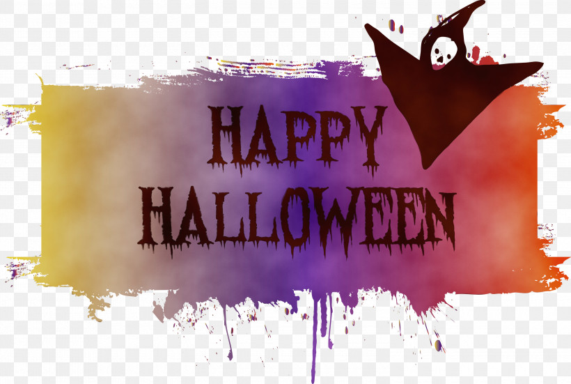 Poster Logo Banner Font Text, PNG, 3000x2019px, Happy Halloween, Banner, Logo, M, Paint Download Free