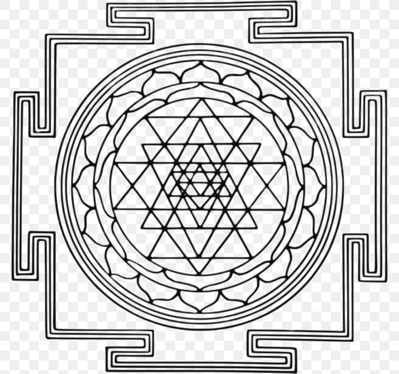Lakshmi Mahadeva Sri Yantra Hindu Iconography, PNG, 774x768px, Lakshmi, Area, Black And White, Chakra, Drawing Download Free