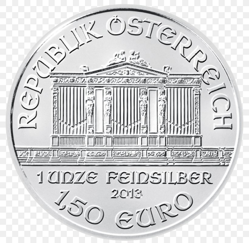 Austrian Silver Vienna Philharmonic Silver Coin Bullion Coin, PNG, 800x800px, Austria, Austrian Mint, Austrian Silver Vienna Philharmonic, Brand, Bullion Download Free