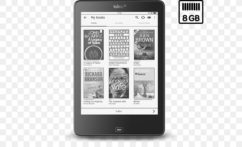 Feature Phone Tolino Vision 4 HD Comparison Of E-readers, PNG, 570x500px, Feature Phone, Amazon Kindle, Black And White, Brand, Communication Device Download Free