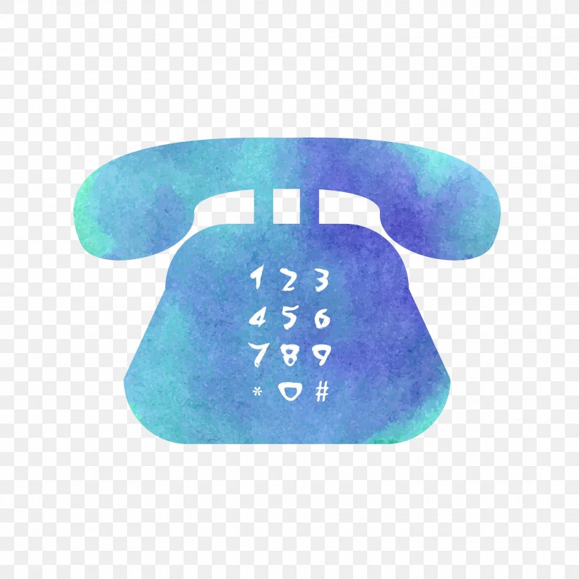 Telephone Watercolor Painting Mobile Phone Icon, PNG, 1870x1870px, Telephone, Aqua, Blue, Cartoon, Dialup Internet Access Download Free
