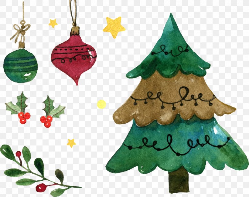 Christmas Tree Watercolor Painting Christmas Ornament, PNG, 1184x939px, Christmas Tree, Christmas, Christmas Decoration, Christmas Ornament, Conifer Download Free