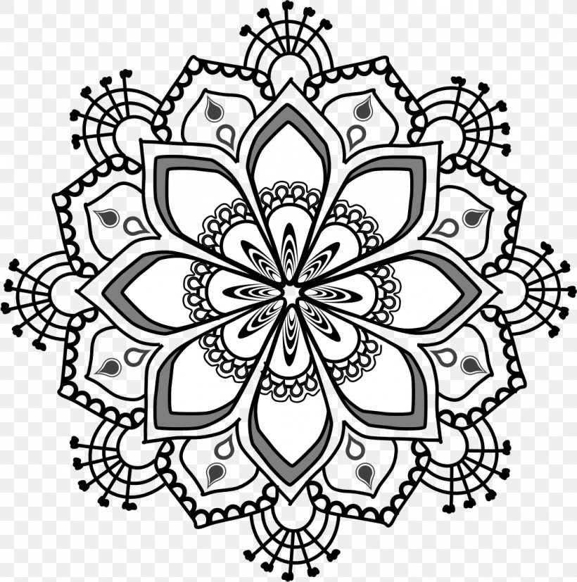 Mandala Coloring Book Clip Art, PNG, 1069x1079px, Mandala, Autocad Dxf, Black And White, Coloring Book, Drawing Download Free
