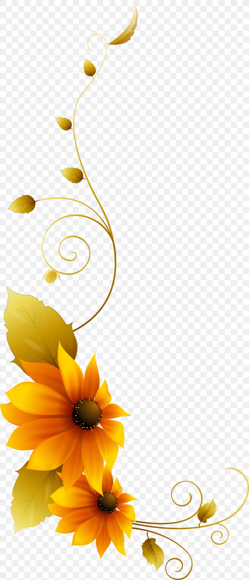 Floral Design Desktop Wallpaper Yellow Clip Art, PNG, 2979x6921px, Floral Design, Bud, Color, Common Daisy, Cut Flowers Download Free