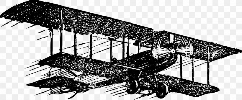 Airplane Fixed-wing Aircraft Clip Art, PNG, 2400x994px, Airplane, Biplane, Black And White, Cdr, Drawing Download Free