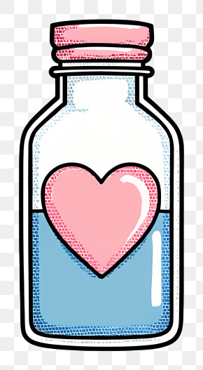 Pill Bottle With Heart Pills - Heart Bottle With Love Potion PNG