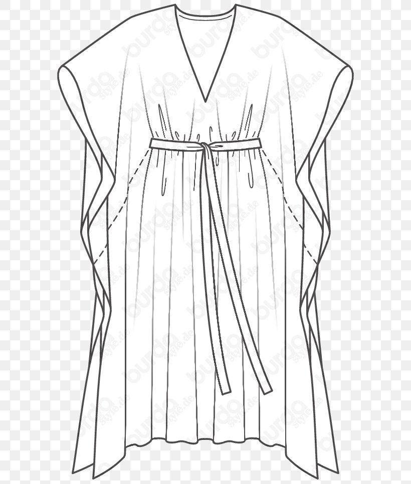 Dress Burda Style Kaftan Sewing Pattern, PNG, 770x967px, Dress, Area, Artwork, Black, Black And White Download Free