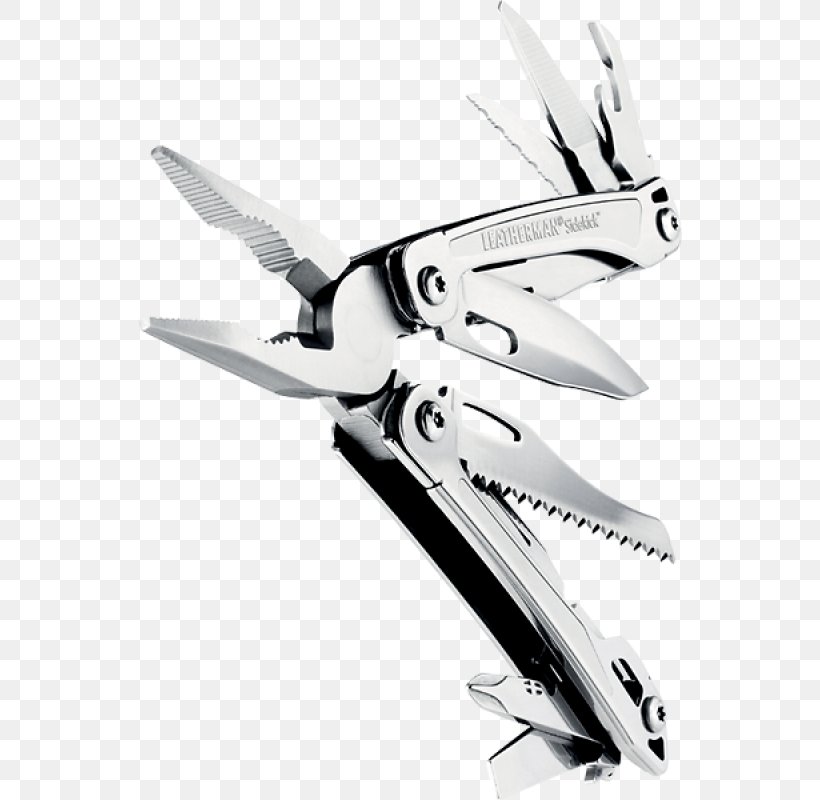 Knife Multi-function Tools & Knives Leatherman Hand Tool, PNG, 800x800px, Knife, Black And White, Blade, Cold Weapon, Hand Tool Download Free