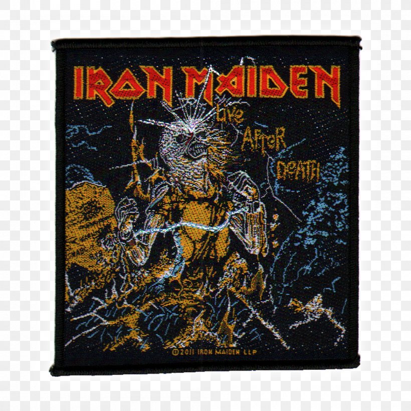 Iron Maiden Live After Death Heavy Metal Embroidered Patch Live Album, PNG, 1000x1000px, Iron Maiden, Advertising, Death Metal, Eddie, Embroidered Patch Download Free