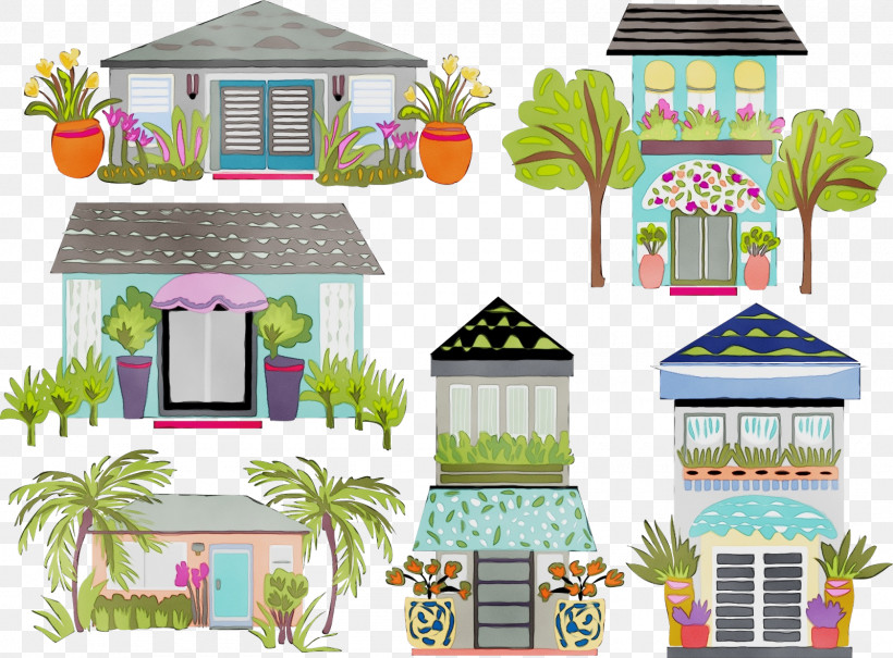 House Facade Home Building Wildflower, PNG, 1600x1181px, Watercolor, Building, Facade, Home, House Download Free