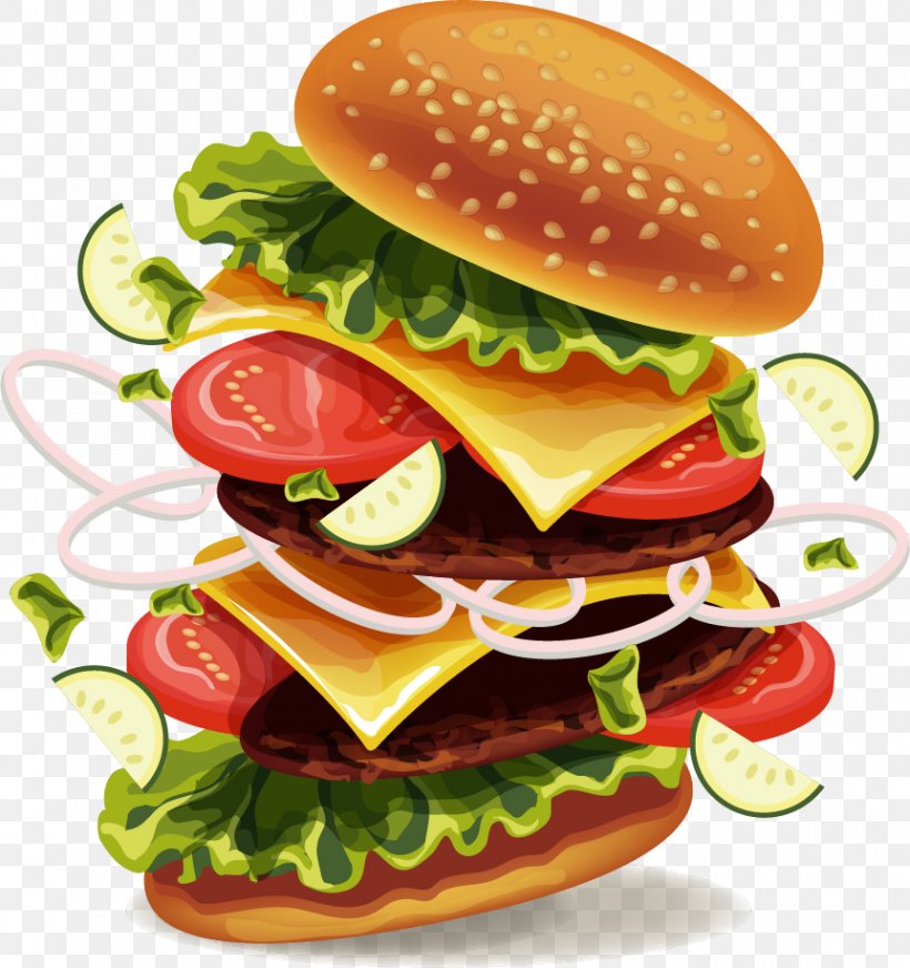 Hamburger Hot Dog Soft Drink Fast Food French Fries, PNG, 862x917px, Hamburger, Cheeseburger, Dish, Fast Food, Finger Food Download Free