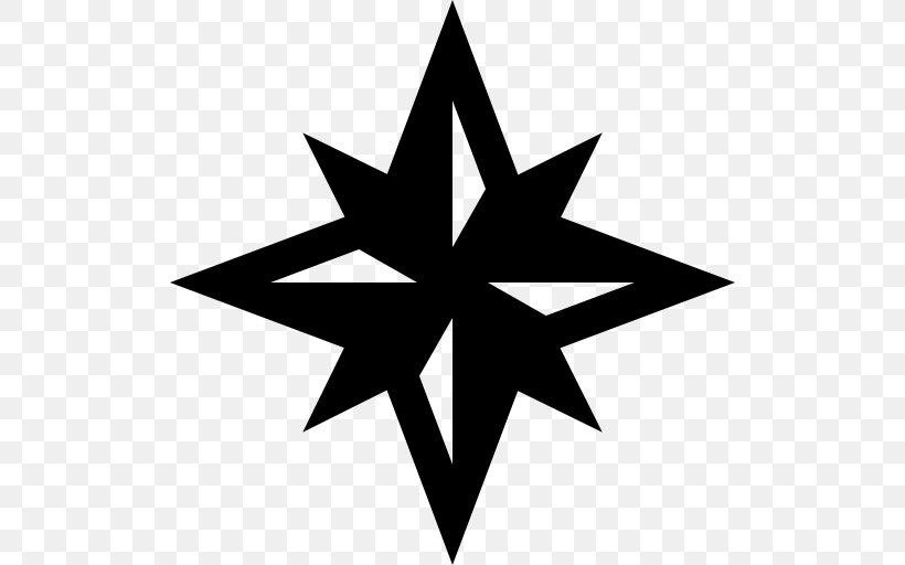 Star Polygons In Art And Culture Symbol North Sign, PNG, 512x512px, Star, Black And White, Classical Compass Winds, Compass Rose, Leaf Download Free