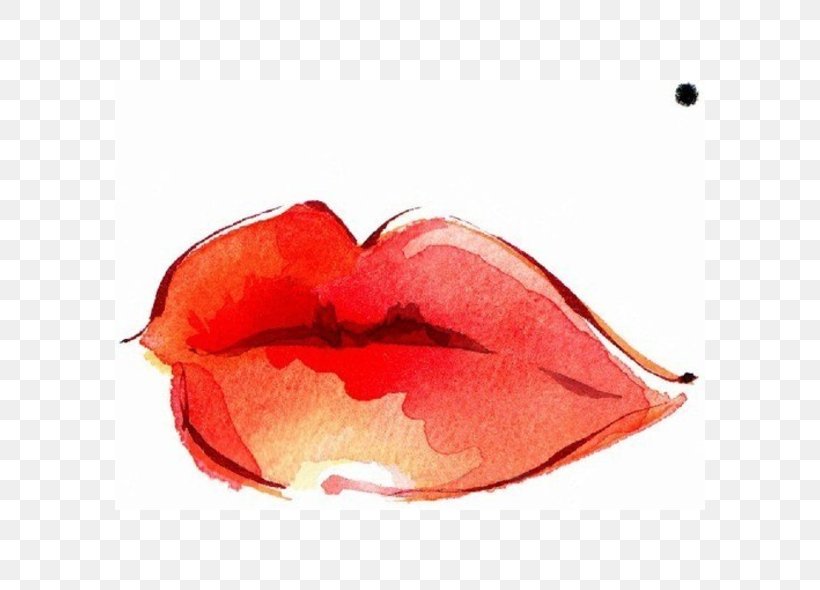 Watercolor Painting Lip Drawing Art, PNG, 590x590px, Watercolor Painting, Art, Canvas, Color, Cosmetics Download Free