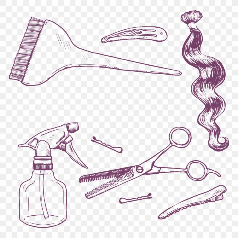 Hairdresser Drawing Cosmetology Beauty Parlour, PNG, 1000x1000px
