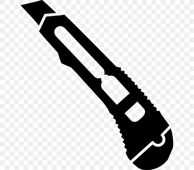 Knife Utility Knives Vinyl Cutter Clip Art, PNG, 645x720px, Knife, Black And White, Blade, Cold Weapon, Cutting Download Free