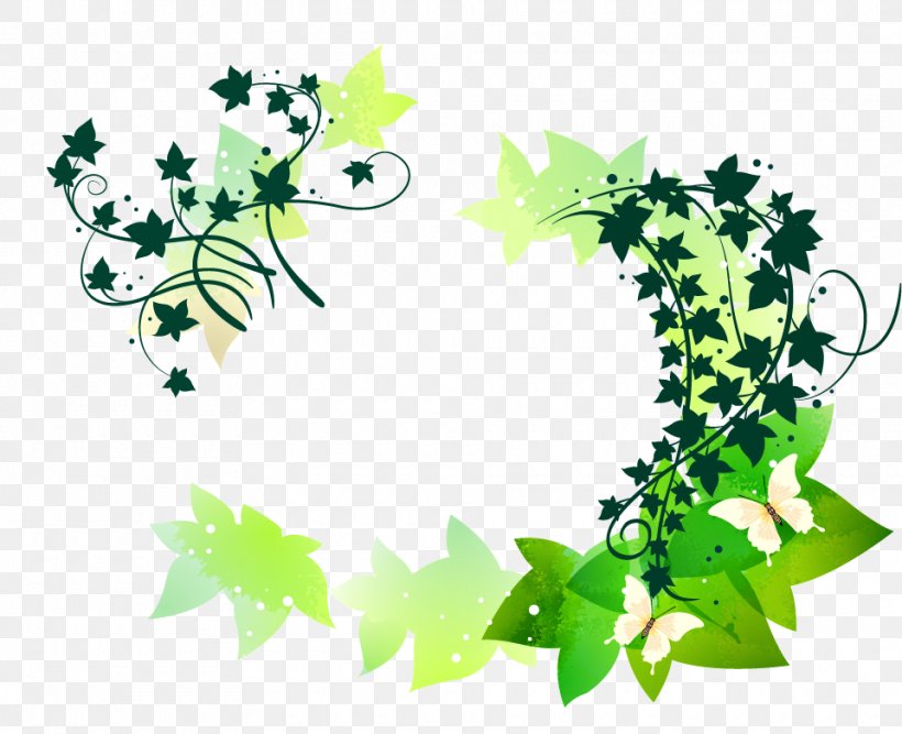 Butterfly Flower Vine Clip Art, PNG, 960x781px, Border Flowers, Border, Branch, Decorative Arts, Drawing Download Free