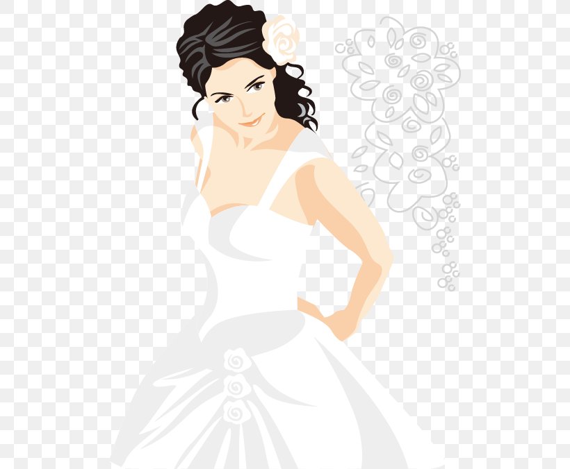 Bride Contemporary Western Wedding Dress White, PNG, 506x676px, Watercolor, Cartoon, Flower, Frame, Heart Download Free