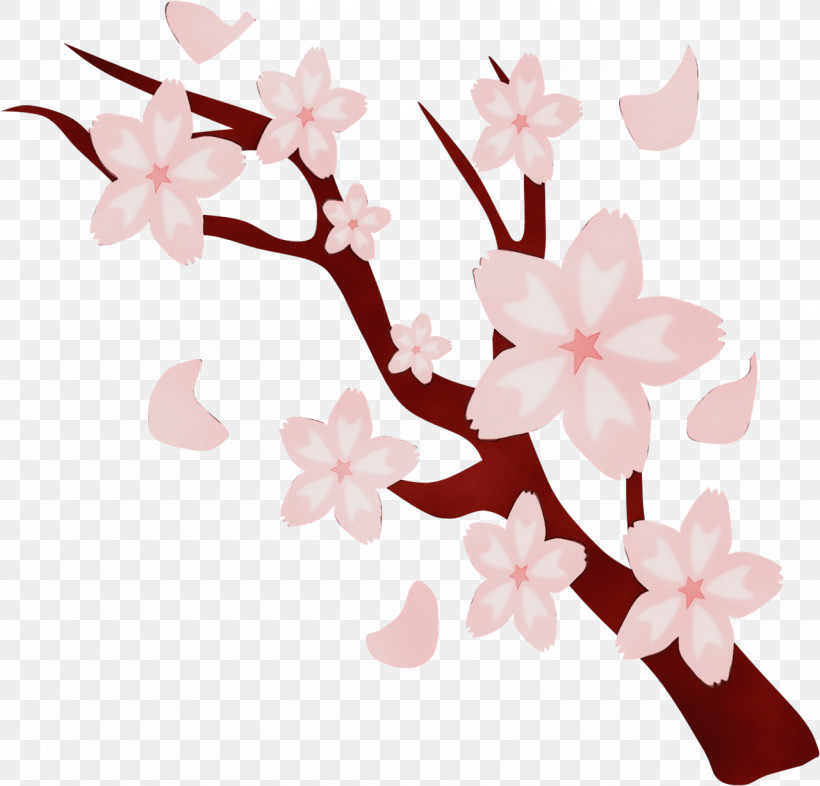 Cherry Blossom, PNG, 1280x1228px, Watercolor, Blossom, Branch, Cherry Blossom, Flower Download Free