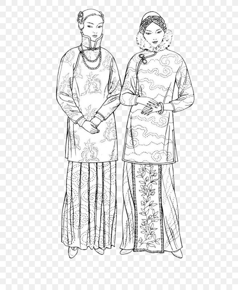 China Tang Dynasty Clothing Qing Dynasty Illustration, PNG, 753x1000px, China, Arm, Art, Artwork, Black And White Download Free