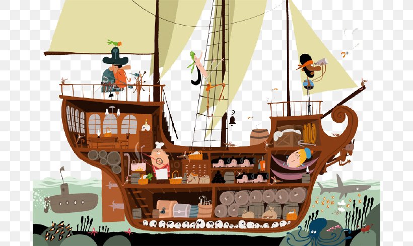 Piracy Adobe Illustrator Galleon, PNG, 690x489px, Piracy, Art, Boat, Caravel, Galiot Download Free