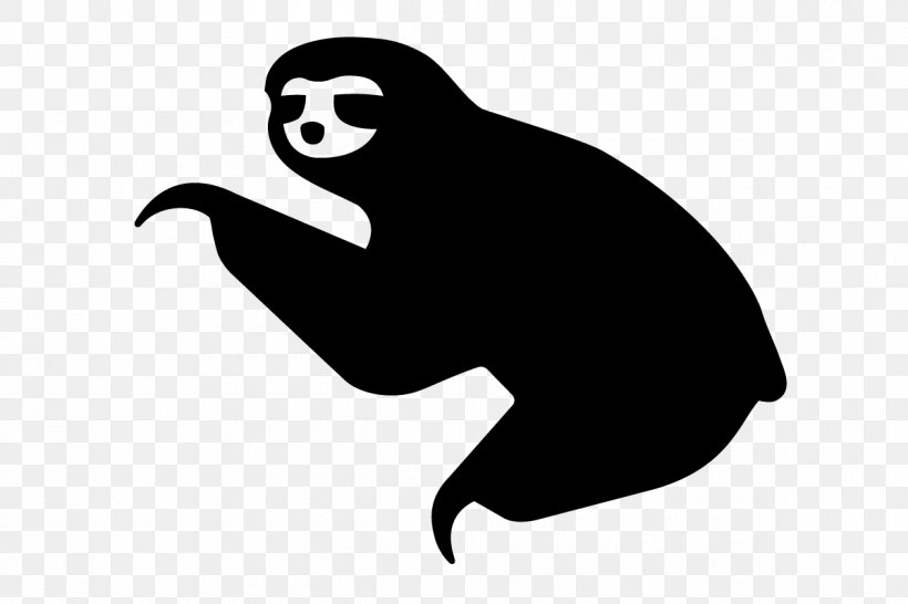 Sloth Silhouette Drawing Clip Art, PNG, 1200x800px, Sloth, Black, Black And White, Drawing, Fictional Character Download Free
